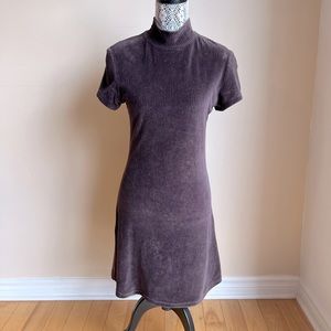 Brown stretch 90s corduroy mini dress